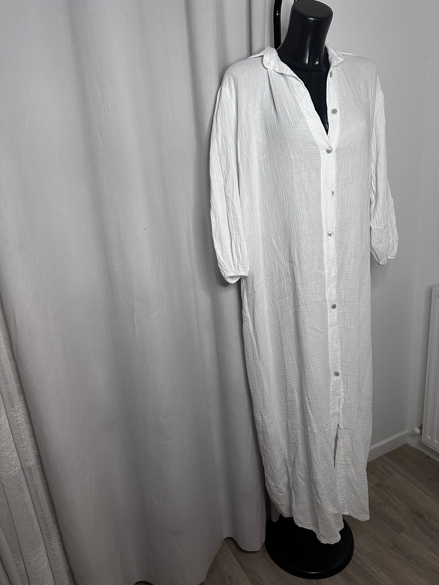 Robe chemise jazz de coton blanche