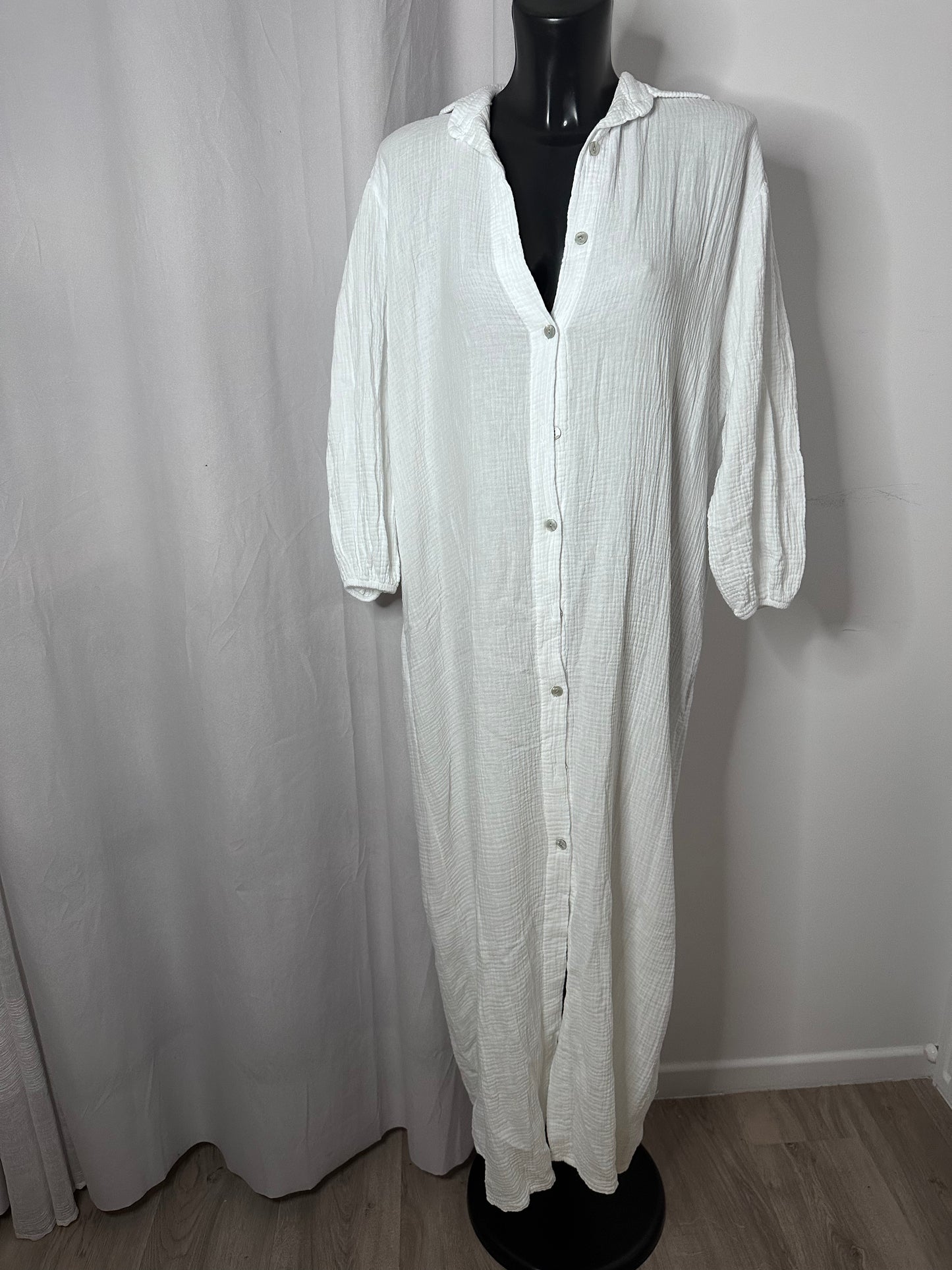 Robe chemise jazz de coton blanche